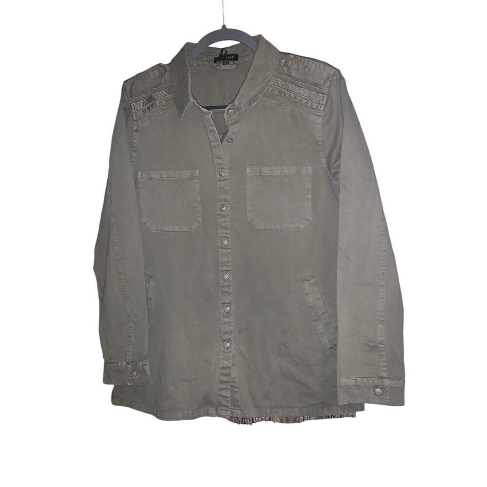 Dear John Women’s Marella Watercress Shirt Jacket M Olive Green Back Stitching
